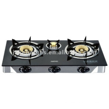 Glass Top Triple Burner table gas stove, gas cooker